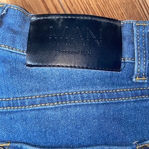 BoohooMAN Jeans button fly medium wash skinny jeans